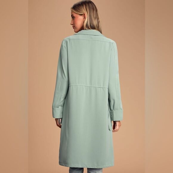 Lulu’s Franki Blue Button Down Trench Coat XS - Picture 12 of 12
